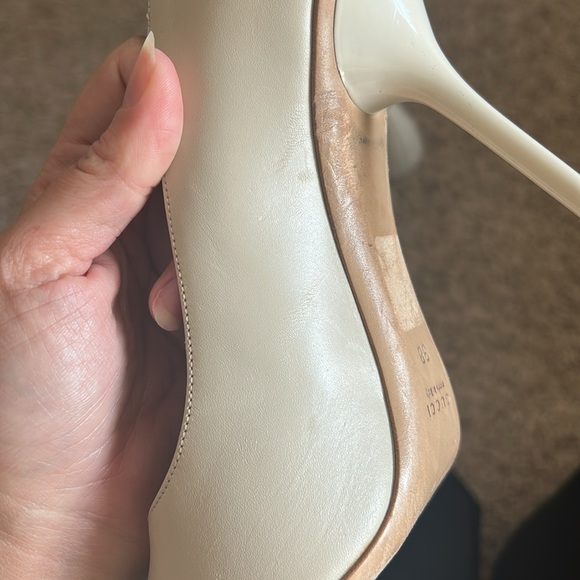 GUCCI HORSEBIT PEEP TOE PUMPS MYSTIC WHITE, 38 - Picture 9 of 13